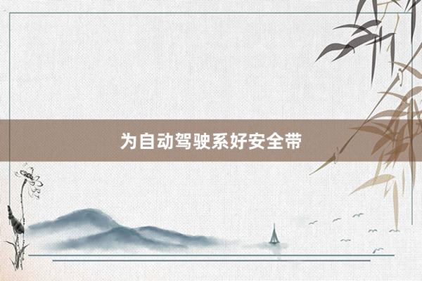 为自动驾驶系好安全带