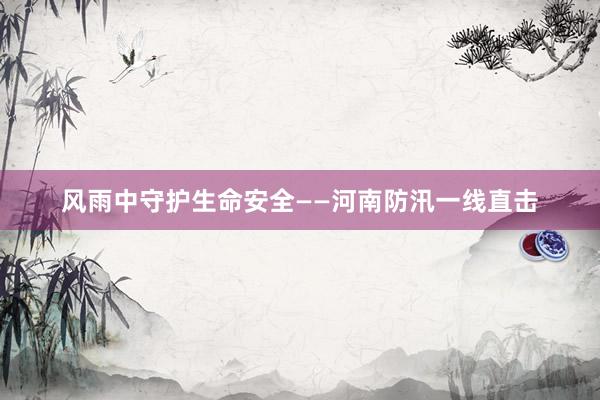 风雨中守护生命安全——河南防汛一线直击