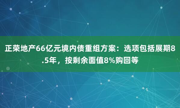 正荣地产66亿元境内债重组方案：选项包括展期8.5年，按剩余面值8%购回等