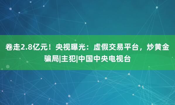 卷走2.8亿元！央视曝光：虚假交易平台，炒黄金骗局|主犯|中国中央电视台