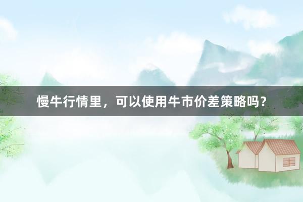 慢牛行情里，可以使用牛市价差策略吗？