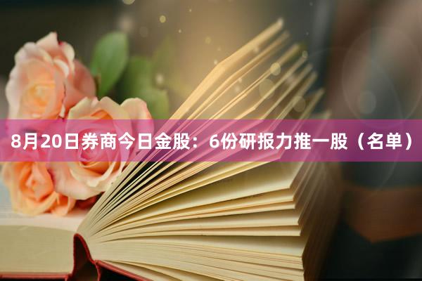 8月20日券商今日金股：6份研报力推一股（名单）