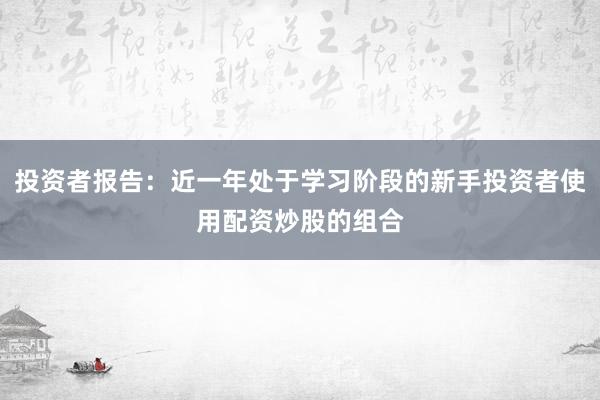 投资者报告：近一年处于学习阶段的新手投资者使用配资炒股的组合