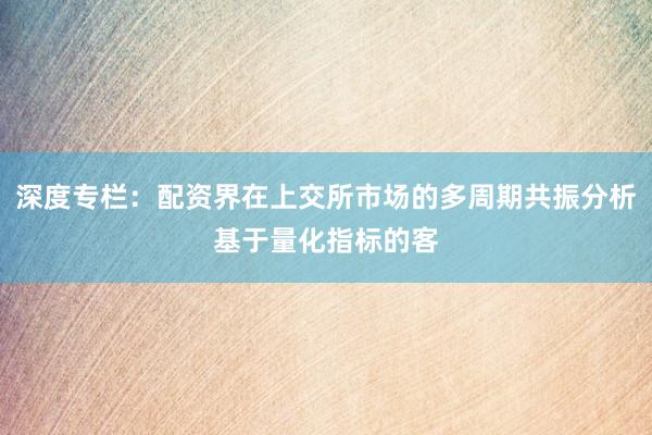 深度专栏：配资界在上交所市场的多周期共振分析基于量化指标的客