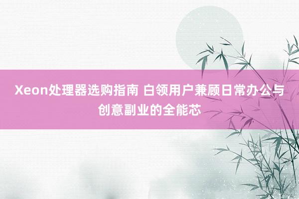 Xeon处理器选购指南 白领用户兼顾日常办公与创意副业的全能芯