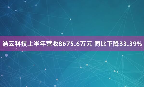 浩云科技上半年营收8675.6万元 同比下降33.39%
