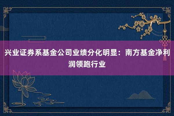 兴业证券系基金公司业绩分化明显：南方基金净利润领跑行业