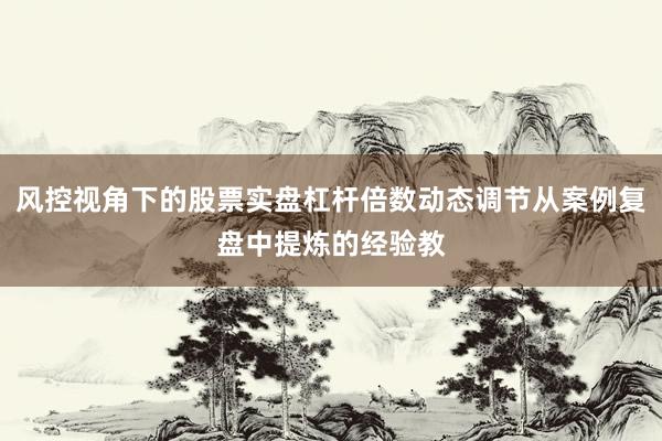 风控视角下的股票实盘杠杆倍数动态调节从案例复盘中提炼的经验教