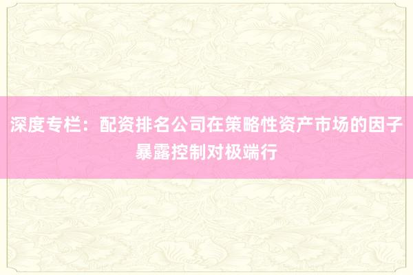 深度专栏：配资排名公司在策略性资产市场的因子暴露控制对极端行