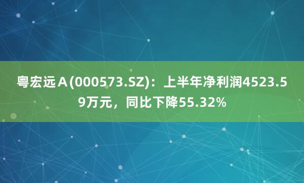 粤宏远Ａ(000573.SZ)：上半年净利润4523.59万元，同比下降55.32%