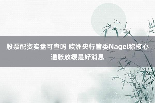 股票配资实盘可查吗 欧洲央行管委Nagel称核心通胀放缓是好消息