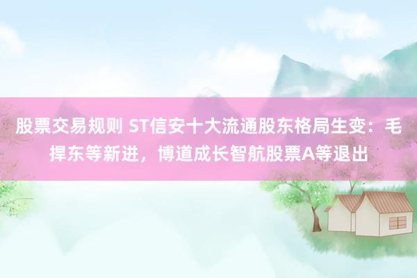 股票交易规则 ST信安十大流通股东格局生变：毛捍东等新进，博道成长智航股票A等退出